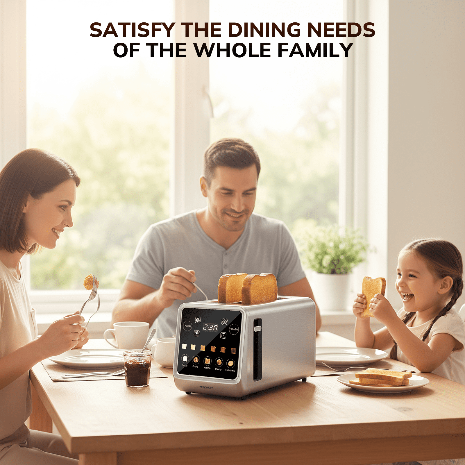 4 Slice Toaster with Digital Touchscreen & 1-Touch Memory, Smart Toasters for Bagels & Artisan Bread All-in-One Defrost, Reheat & Single-Slice Modes