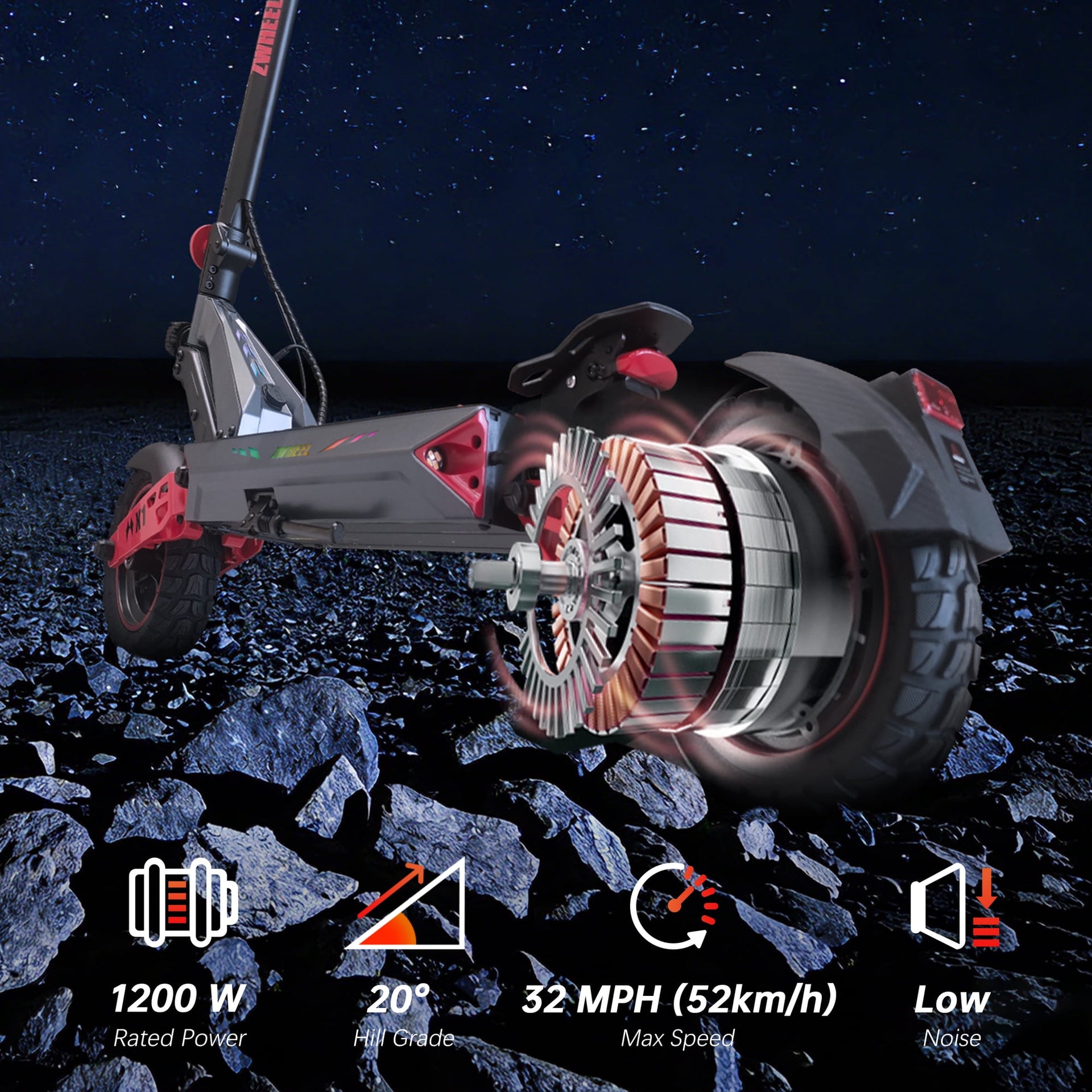 Electric Scooter - 1200W Powerful Motor, 32MPH Max Speed, 34 Miles Long Range, 10" Tubeless Tires, Smart APP Control, Dual Suspension Off-Road Commuting E Scooter for Adults