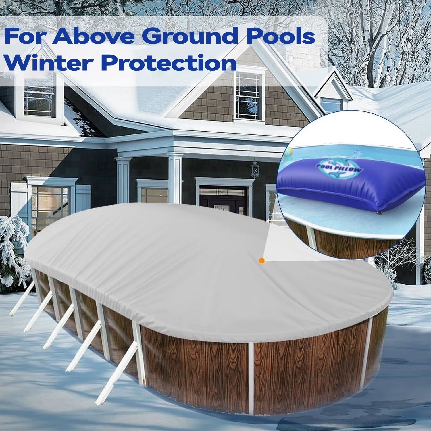 Pool Pillows for Above Ground Pools, Heavy Duty Pool Pillows Float, PVC Winter Pool Air Pillow, 4x8FT
