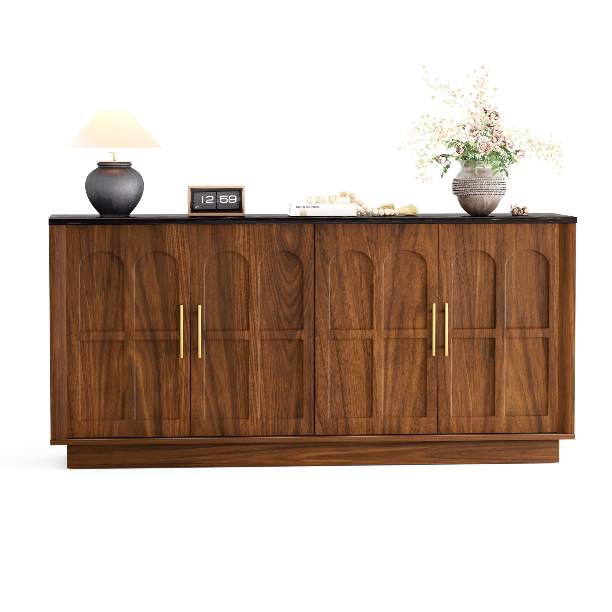 66.5" Sideboard Buffet Cabinet with Storage, Modern Credenza with Arched Doors, Wood Accent Cabinet for Living Room, Entryway, Dining Room Storage