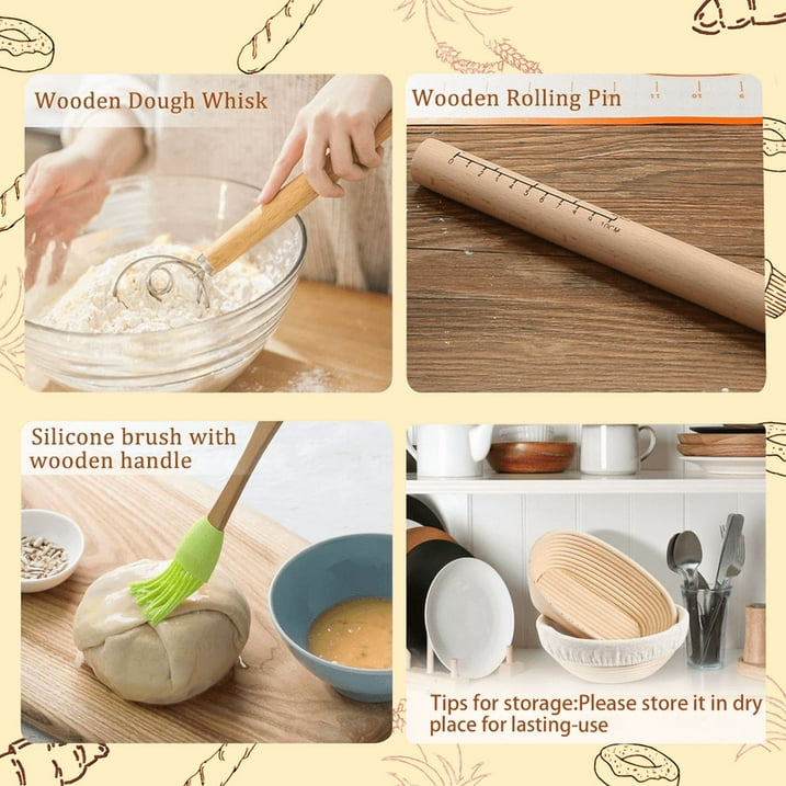 TERRAN Sourdough Starter Set Bread Baking Kit – Bread Baking Kit with Proofing Basket and Tools, Complete Set for Home Bakers and Gift Giving