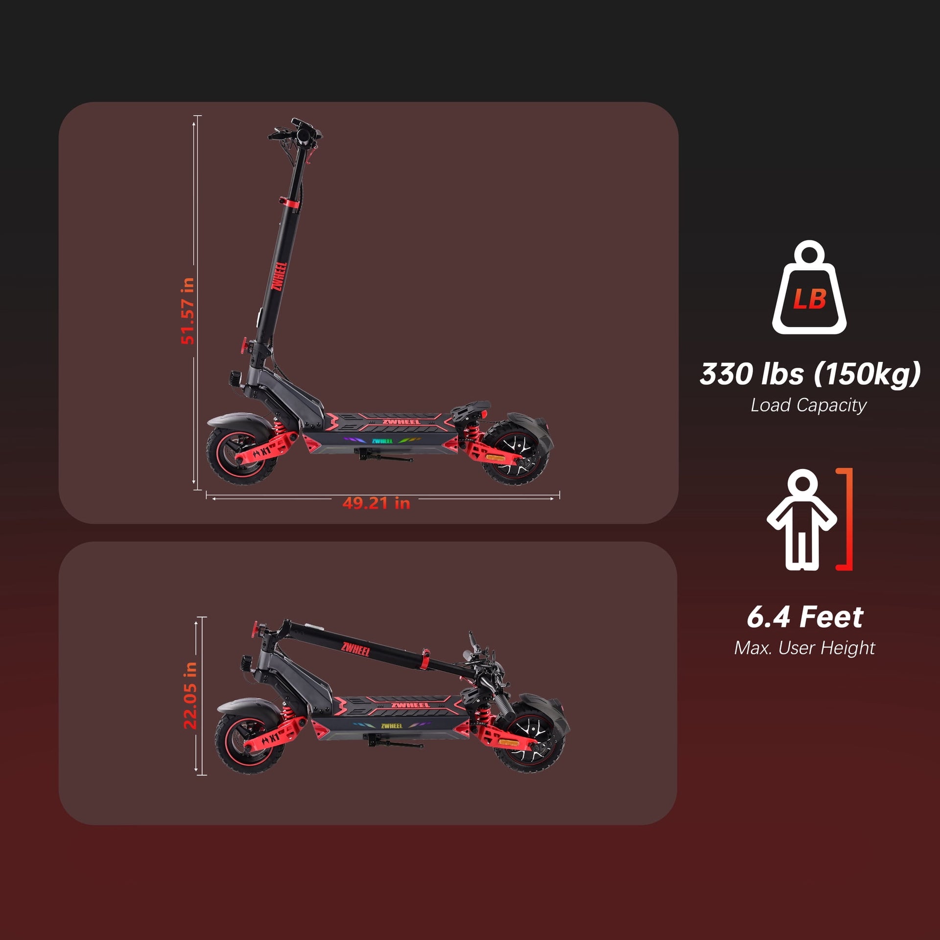 Electric Scooter - 1200W Powerful Motor, 32MPH Max Speed, 34 Miles Long Range, 10" Tubeless Tires, Smart APP Control, Dual Suspension Off-Road Commuting E Scooter for Adults