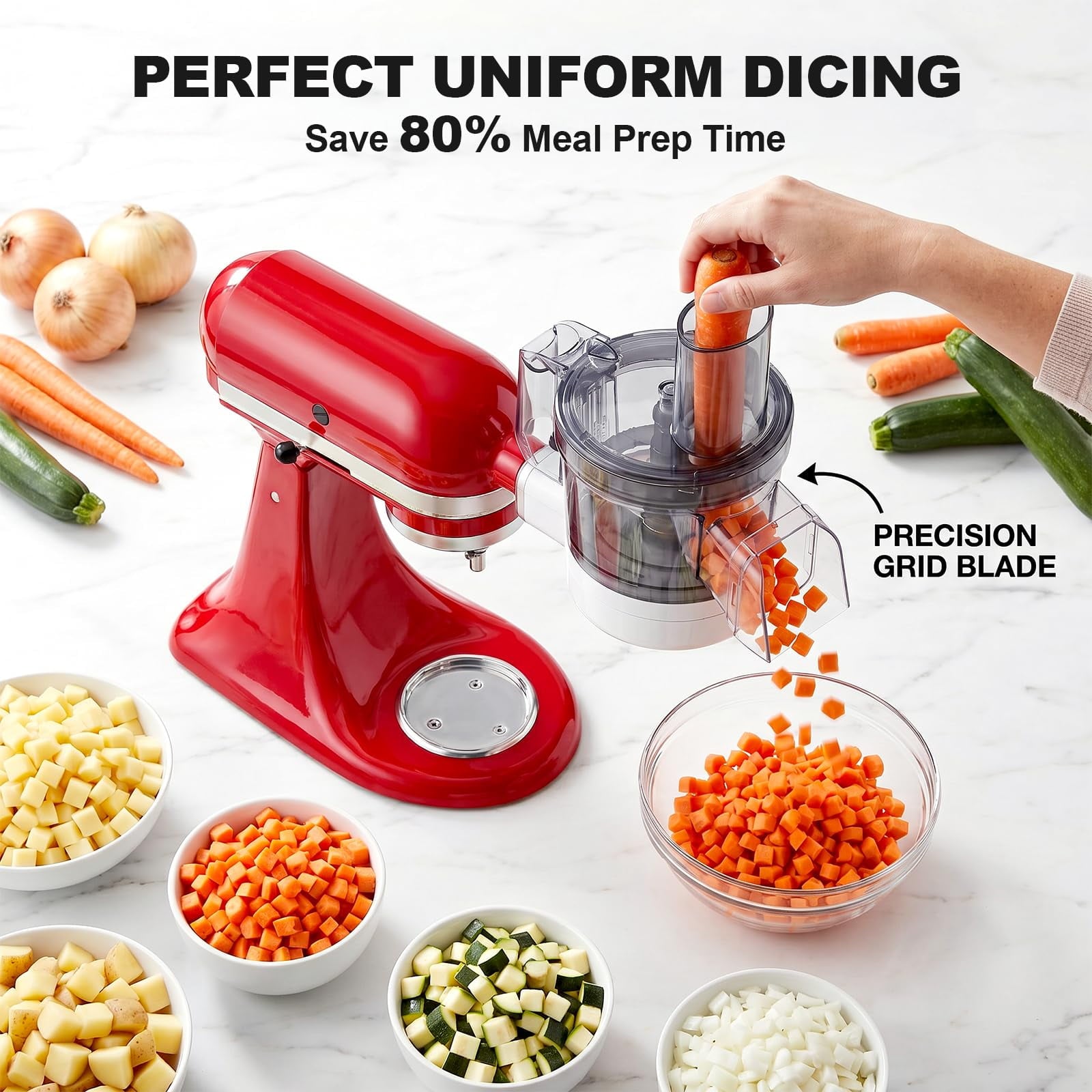 GVODE 5-in-1 Food Processor Attachment Compatible with KitchenAid Stand Mixers