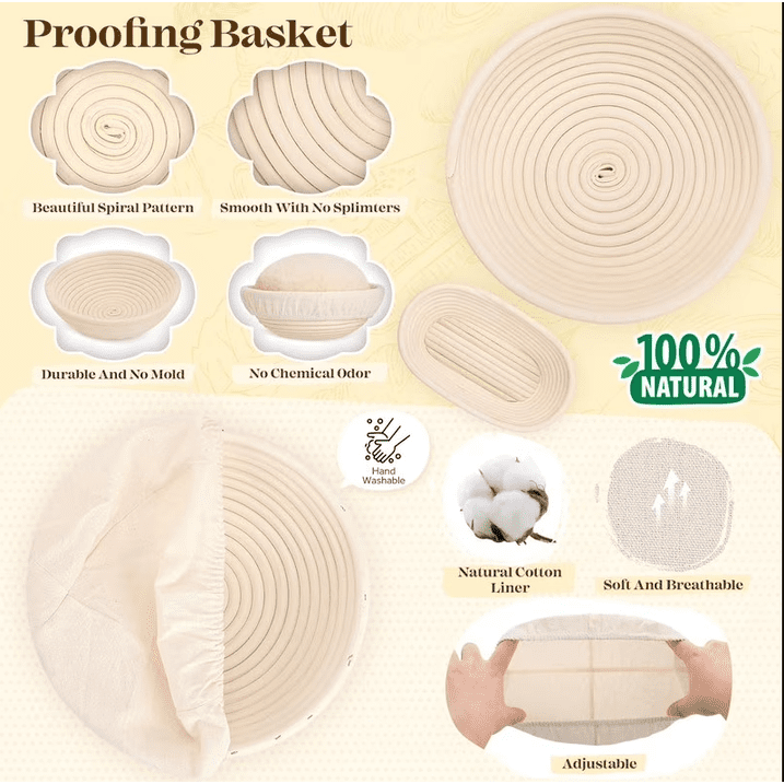TERRAN Sourdough Starter Set Bread Baking Kit – Bread Baking Kit with Proofing Basket and Tools, Complete Set for Home Bakers and Gift Giving