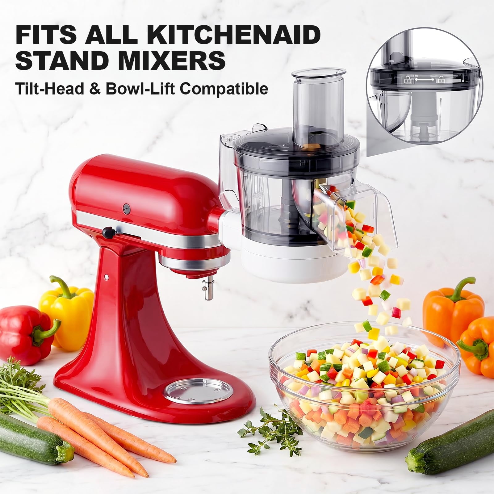 GVODE 5-in-1 Food Processor Attachment Compatible with KitchenAid Stand Mixers
